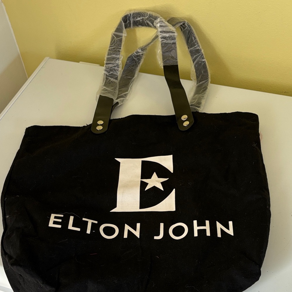 Elton John Black Cotton Canvas Tote Bag
